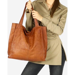 34■ Shopper Damen Schwarz & Beige Leder Tasche mit reißverschluss